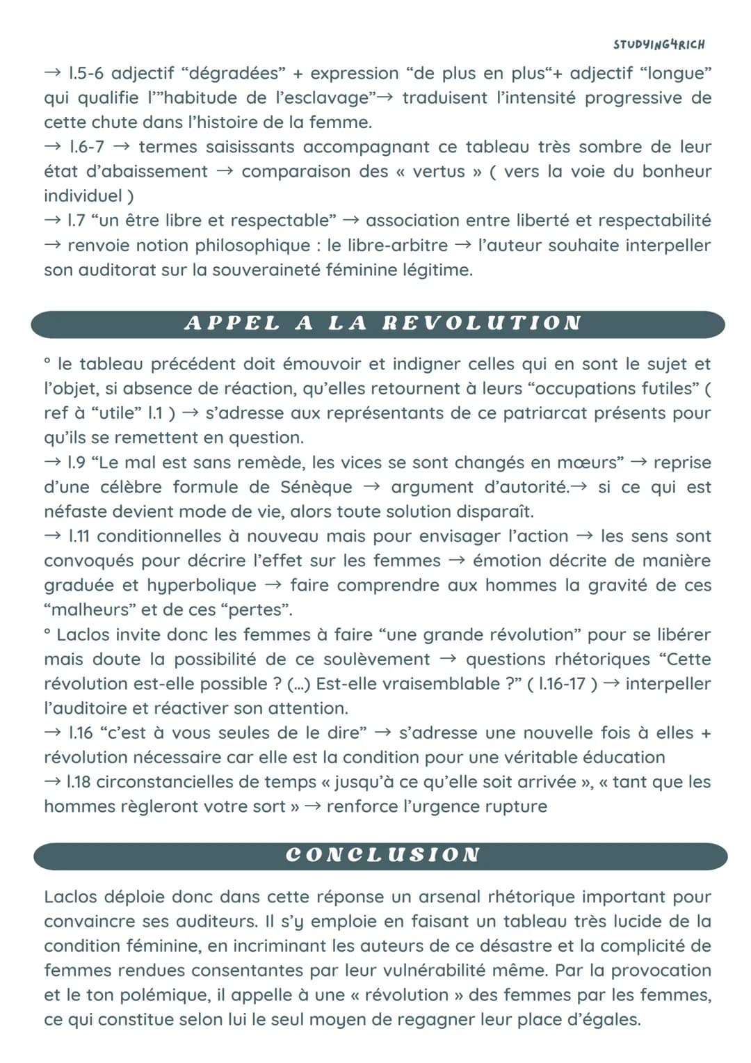 FICHE DISCOURS LACLOS
ORAL, LECTURE LINEAIRE
22
STUDYING4RICH
INTRODUCTION
Au 18e siècle, l'art des débats publics était très apprécié et il