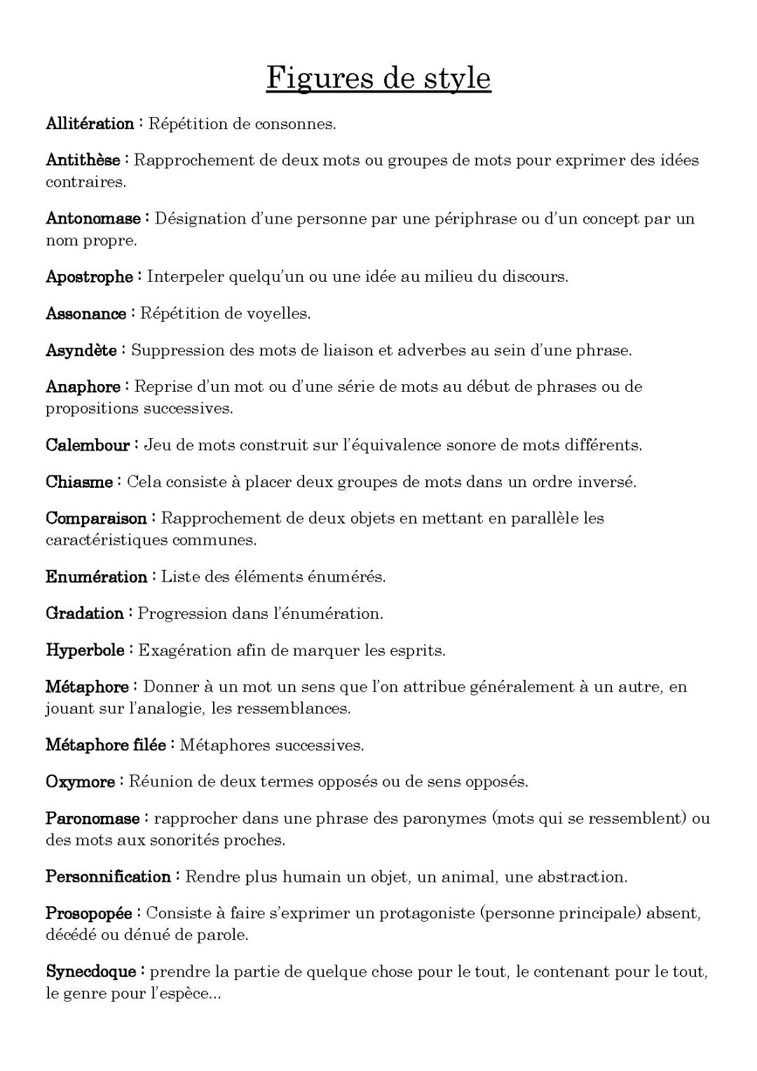 Les figures de style