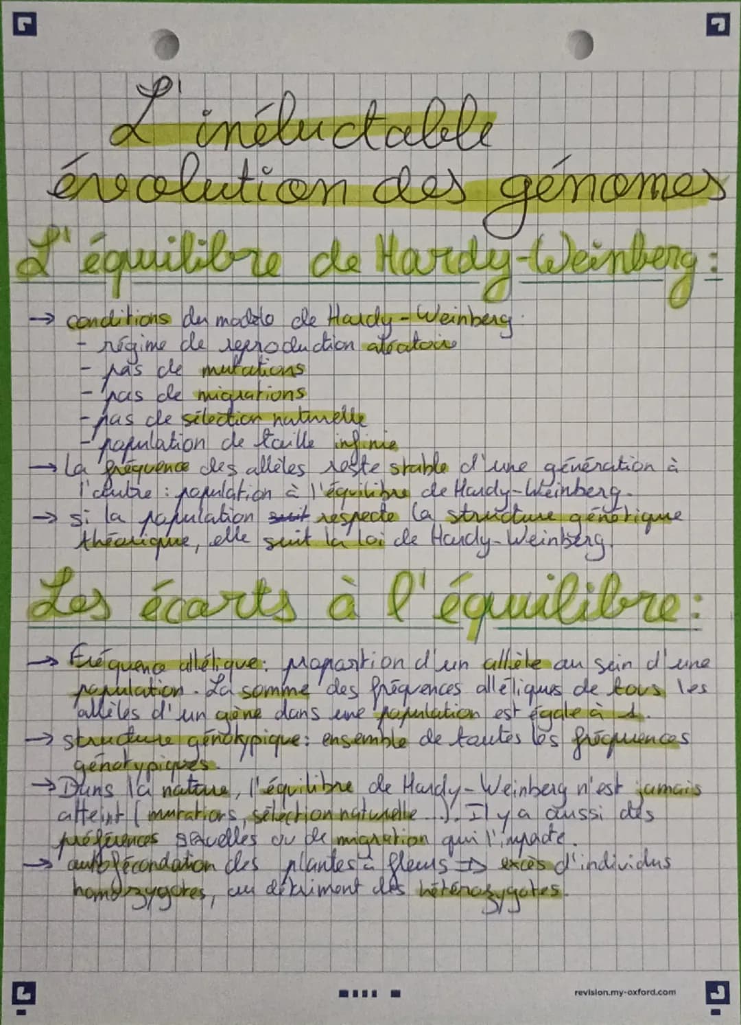 L
L'inéluctable
évolution des génomes
L'équilibre de Hardy-Weinberg =
→ conditions du modele de Hardy - Weinberg.
régime
de
reproduction ate