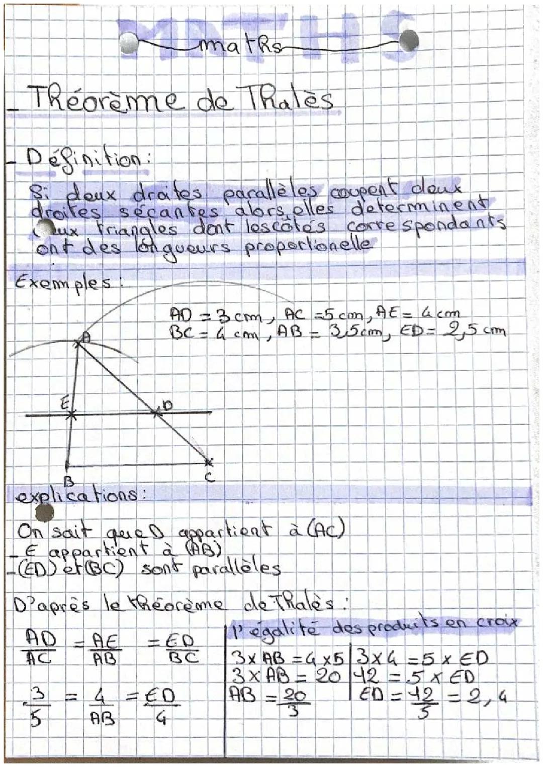 Théorème de Thalès: Exemples et Proportions Faciles