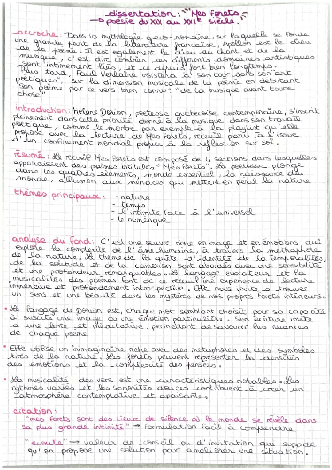 dissertation « mes forêts » de hélène dorion 