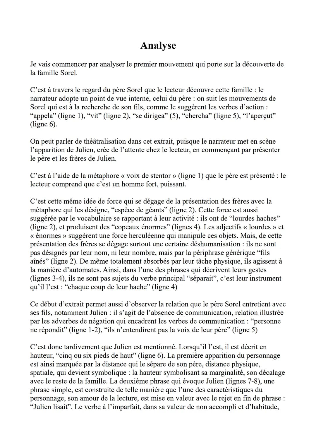 Analyse Stendhal Le Rouge et le Noir,
première partie, chapitre 4
Introduction : L'extrait que vous m'avez
demandé d'analyser est tiré du ro