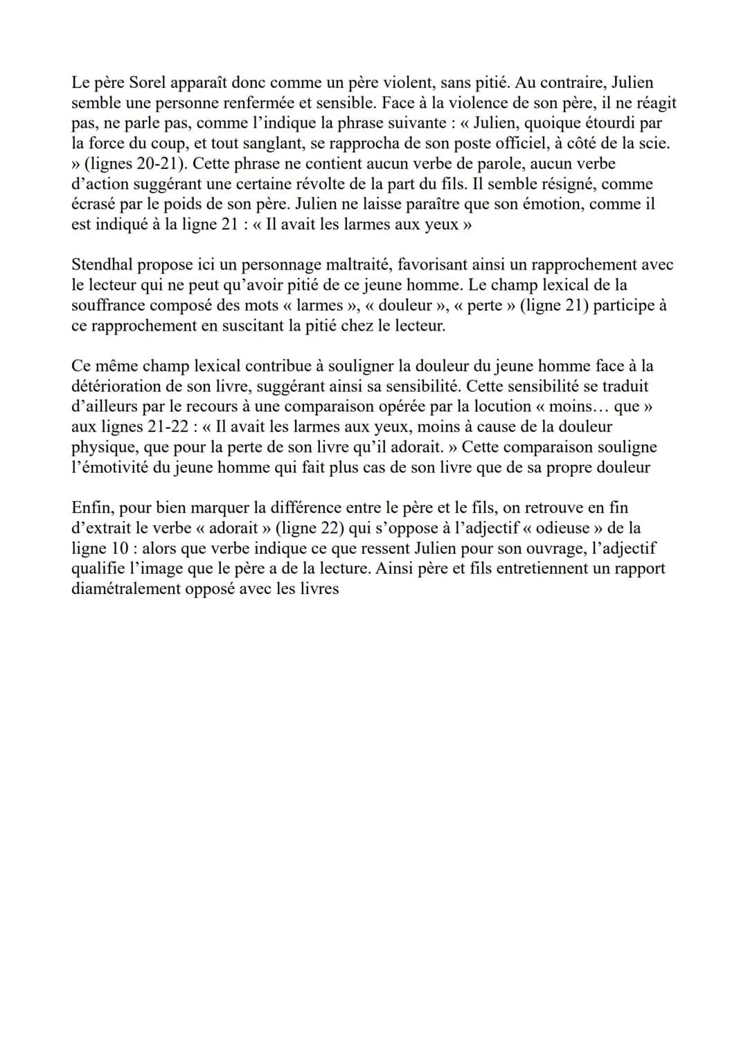 Analyse Stendhal Le Rouge et le Noir,
première partie, chapitre 4
Introduction : L'extrait que vous m'avez
demandé d'analyser est tiré du ro