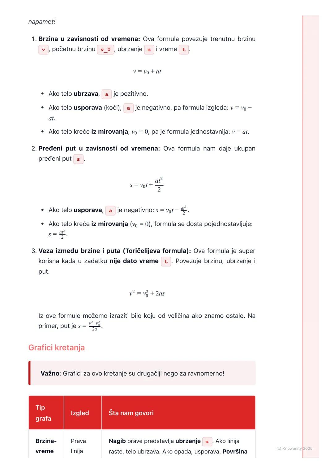 # Ravnomerno promenljivo
pravolinijsko kretanje

Uvod u ravnomerno promenljivo kretanje

Ovo je kretanje kod kojeg se brzina tela menja za i
