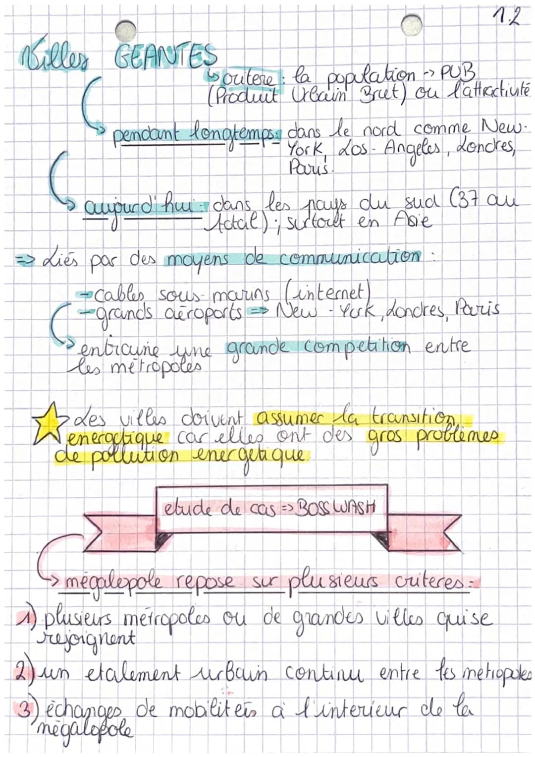 géo
0
•de poids croissant
des métropoles
1.1
Definitions
• croissance urbaine de la population vivant en ville
transition urbaine passage d'