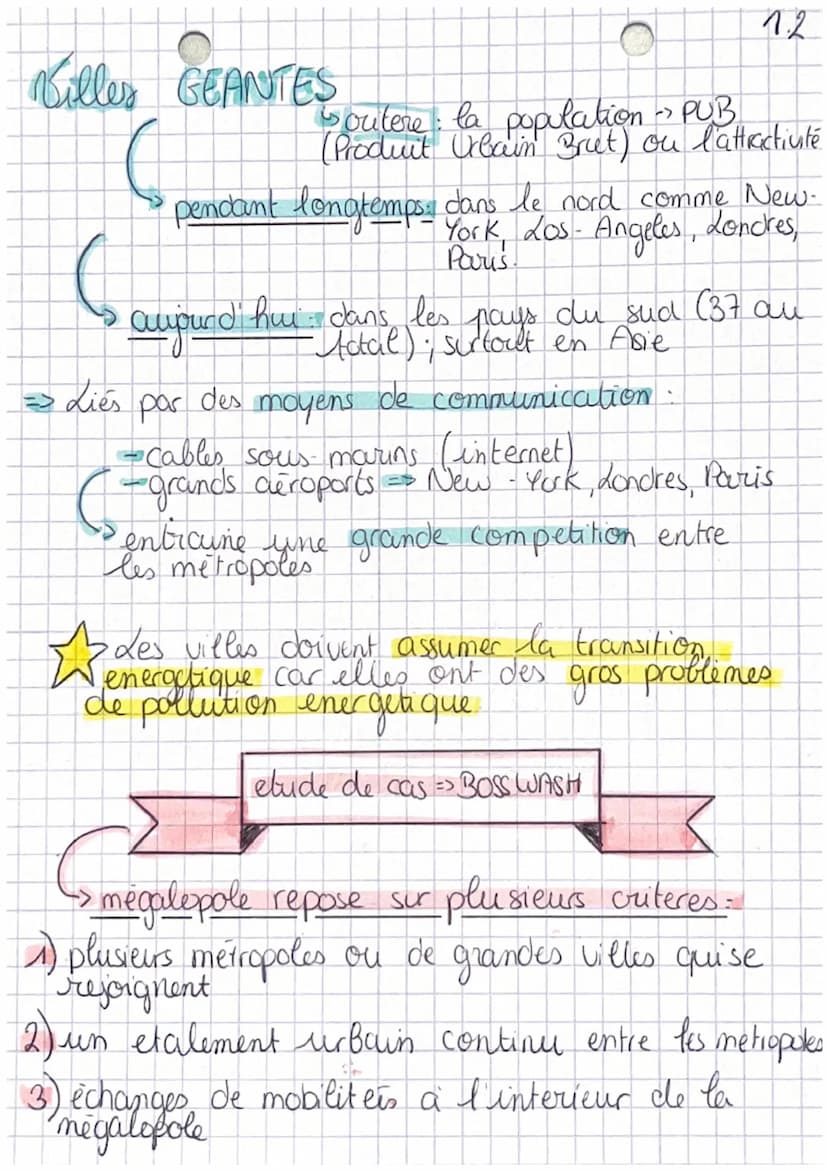 géo
0
•de poids croissant
des métropoles
1.1
Definitions
• croissance urbaine de la population vivant en ville
transition urbaine passage d'