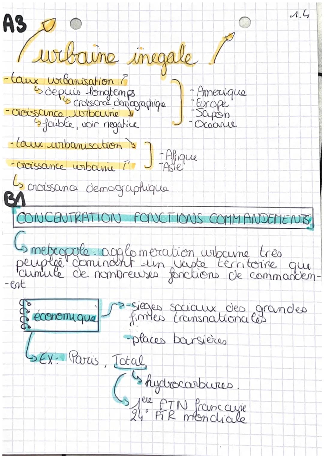 géo
0
•de poids croissant
des métropoles
1.1
Definitions
• croissance urbaine de la population vivant en ville
transition urbaine passage d'