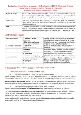 Know Fiche récapitulative - La déclaration des droits de la femme et de la citoyenne, Olympe de Gouge thumbnail