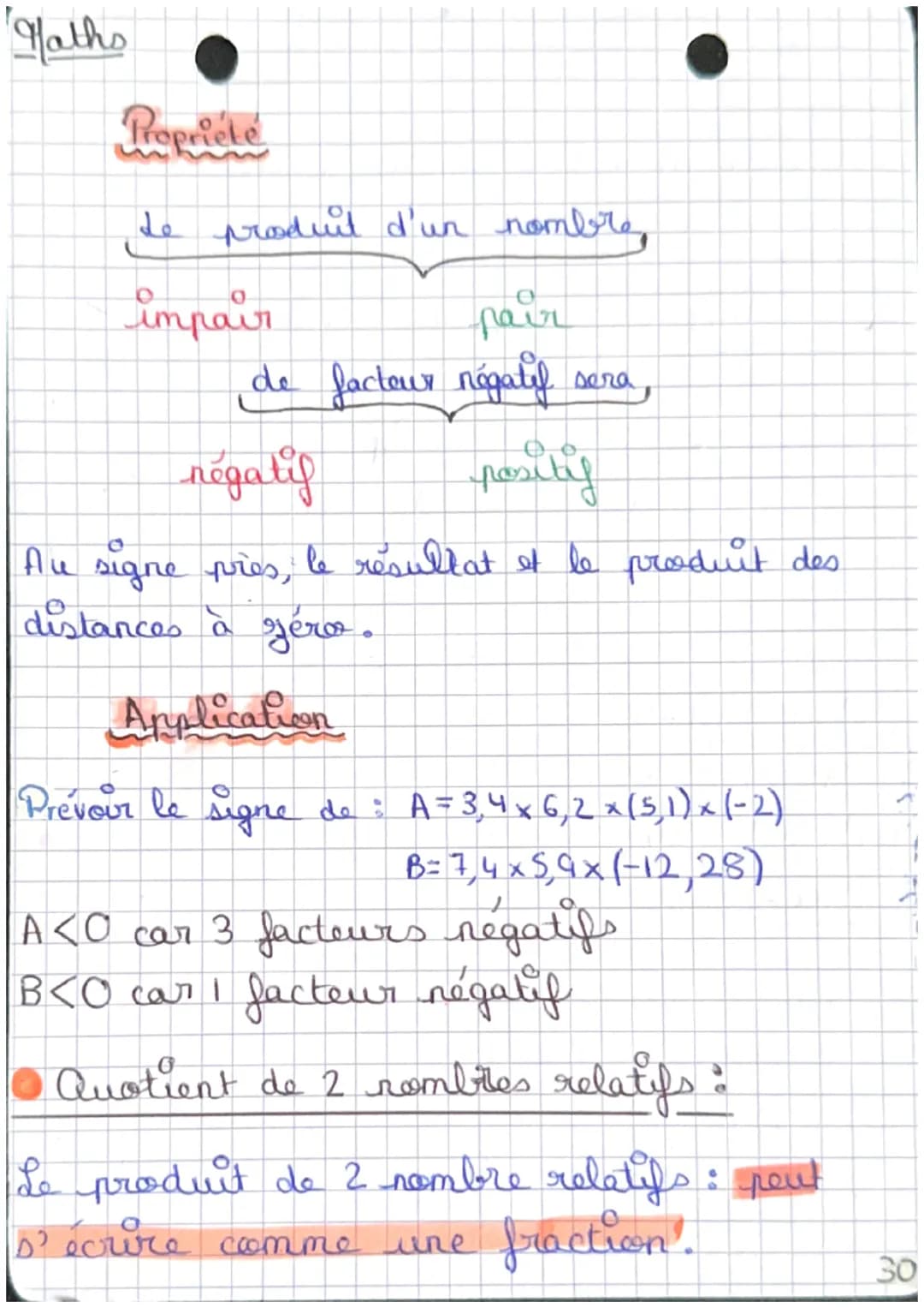 Haths
Nombres relatifs
Multiplication de 2 nombres relatifs :
Propriete
Le produit de 2 nombre relatifs :
de signes contraires
sera régatifs