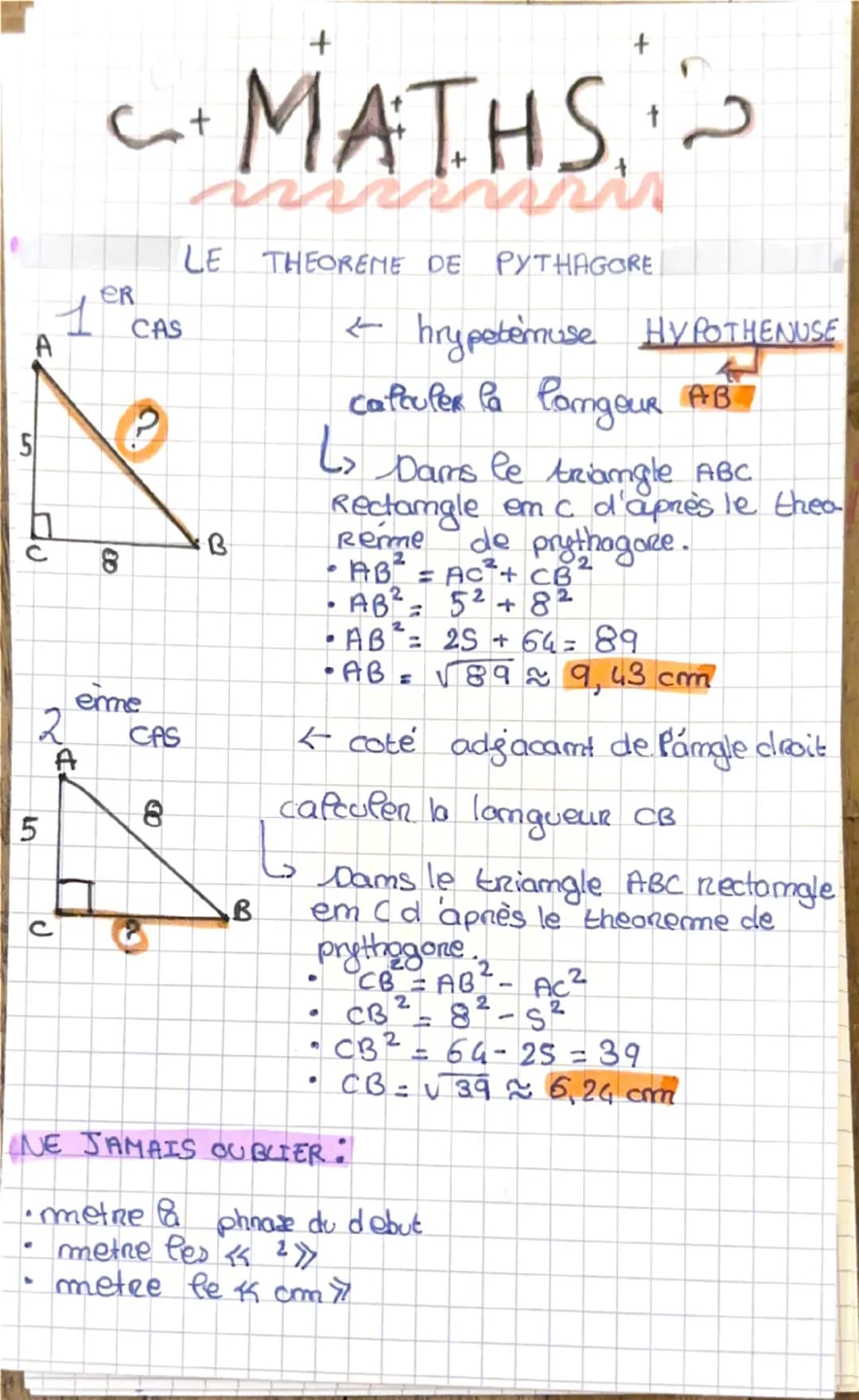 # MATHS

Trigomometrie
A

om se place dans un
triangle ABC rectangle en
C; om s'intéresse a l'angle
ABC
AC = côté opposé
CB = côté adjacent
