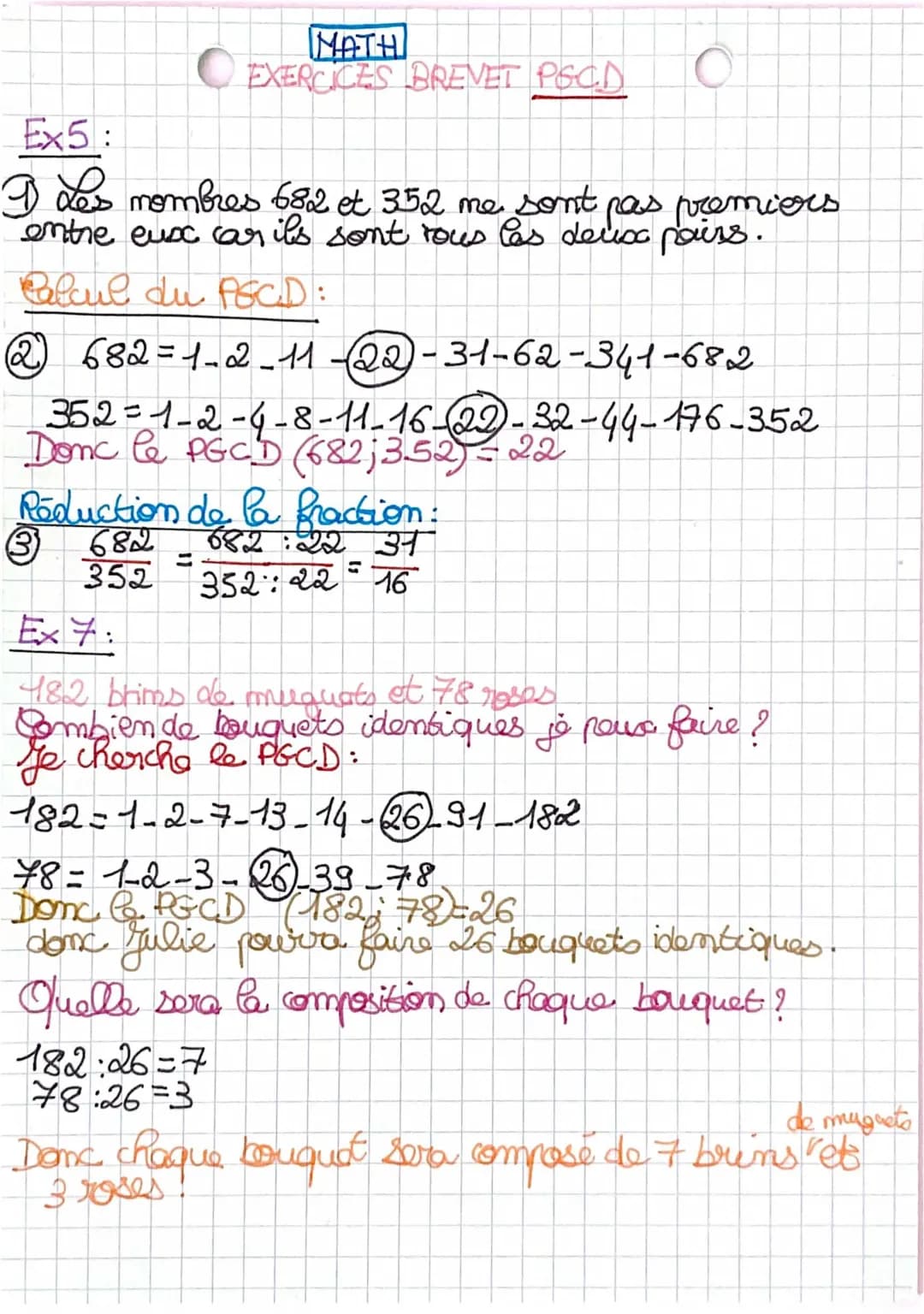 Exercices de PGCD et PPCM Corrigés Pour 3ème et 4ème en PDF