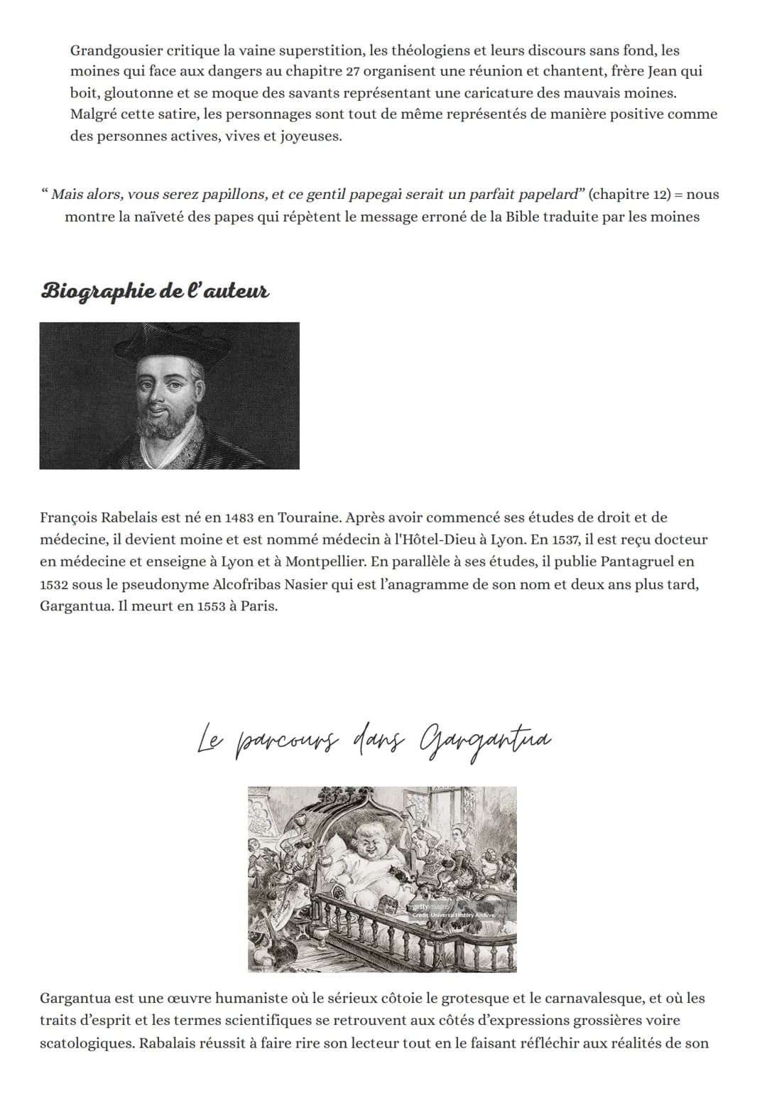 RIRE &
SAVOIR
LA LITTERATURE D'IDEES DU
XVI-XVIII E SIECLE
GARGANTUA
"Rire" et "savoir" sont a priori 2 mots contradictoires. Le rire procur