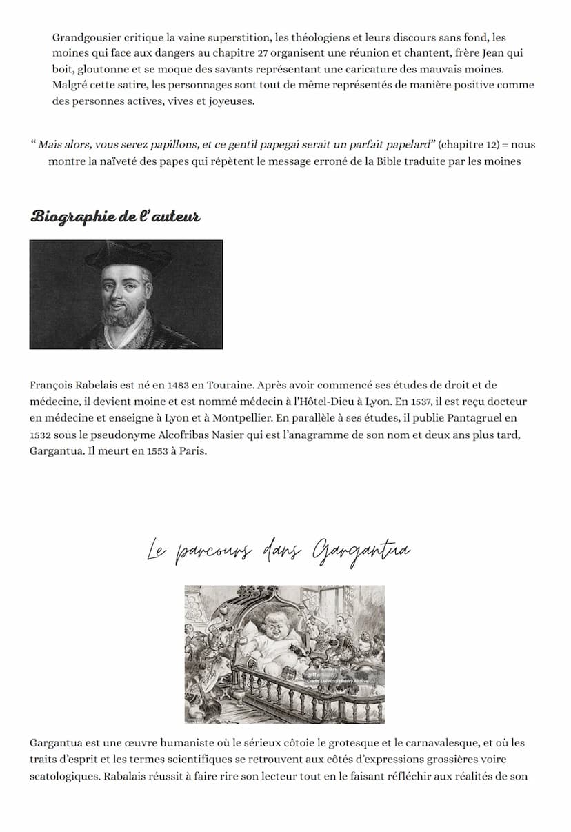 RIRE &
SAVOIR
LA LITTERATURE D'IDEES DU
XVI-XVIII E SIECLE
GARGANTUA
"Rire" et "savoir" sont a priori 2 mots contradictoires. Le rire procur