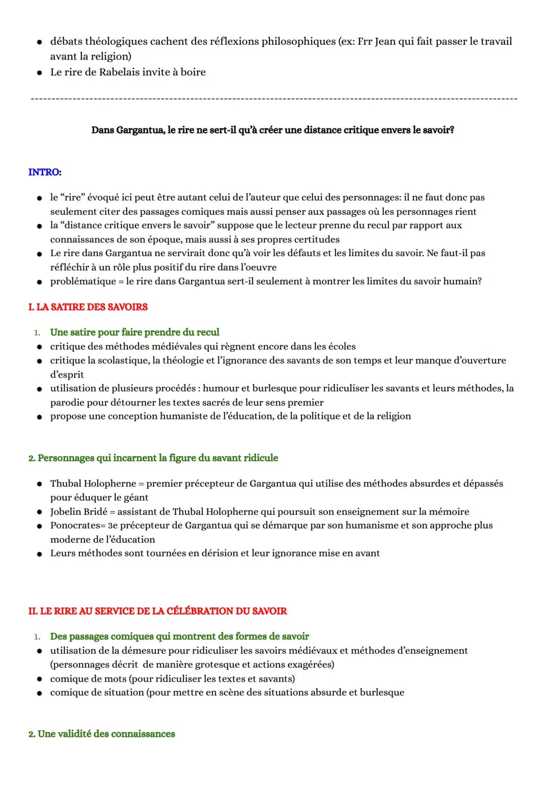 RIRE &
SAVOIR
LA LITTERATURE D'IDEES DU
XVI-XVIII E SIECLE
GARGANTUA
"Rire" et "savoir" sont a priori 2 mots contradictoires. Le rire procur