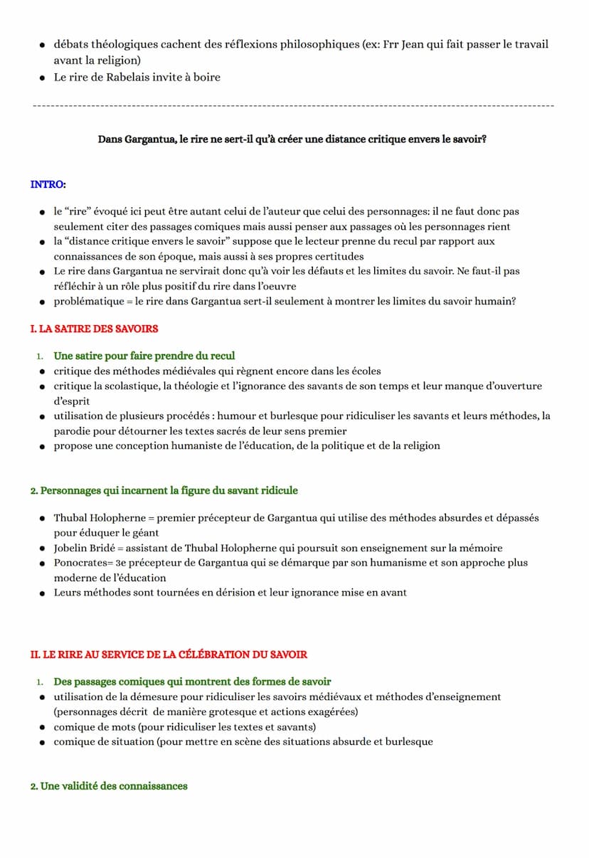 RIRE &
SAVOIR
LA LITTERATURE D'IDEES DU
XVI-XVIII E SIECLE
GARGANTUA
"Rire" et "savoir" sont a priori 2 mots contradictoires. Le rire procur