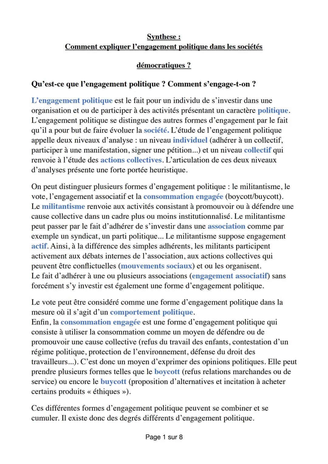 
<h2 id="questcequelengagementpolitique">Qu'est-ce que l'engagement politique ?</h2>
<p>L'engagement politique consiste pour un individu à s