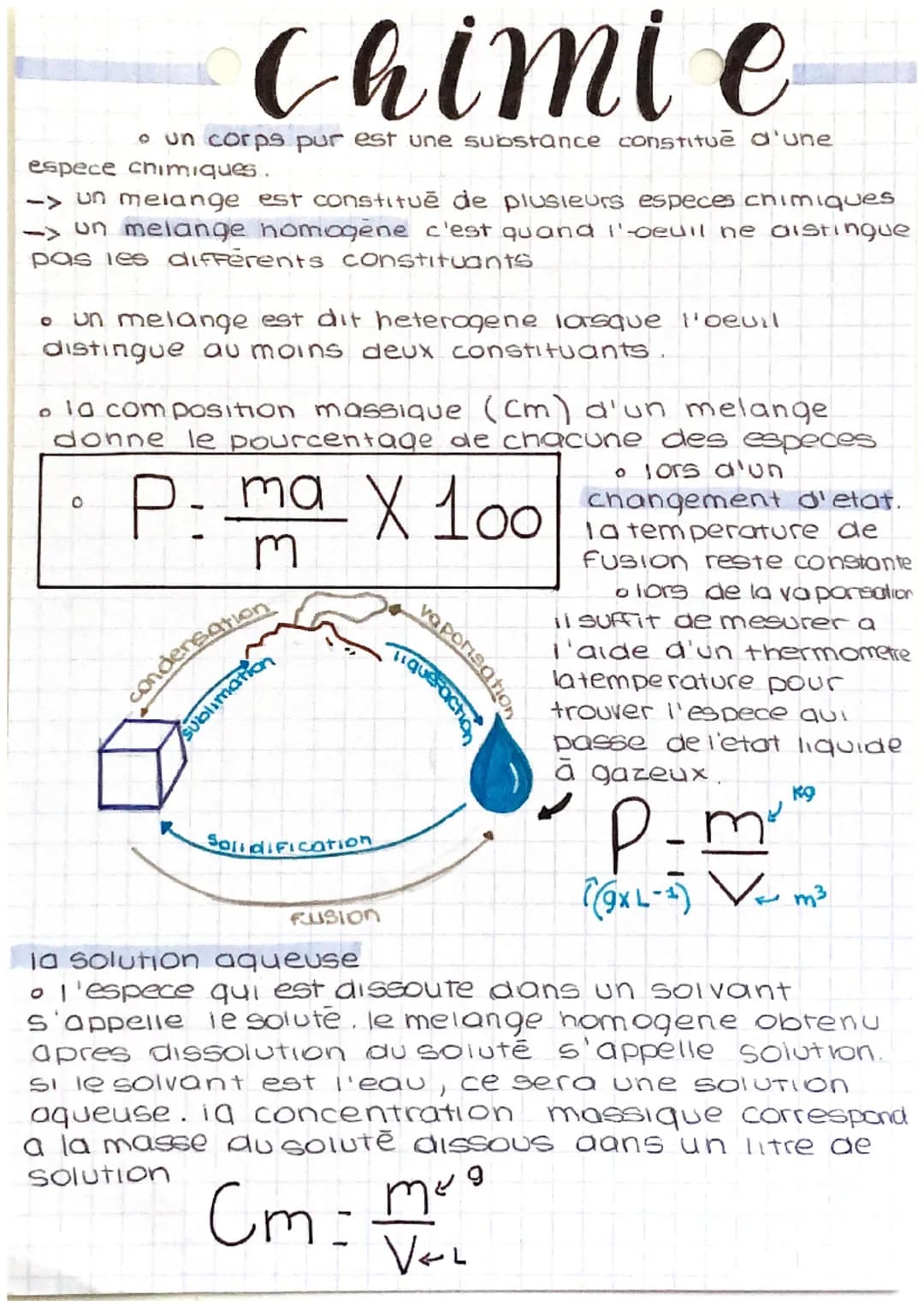 chimi e
• un corps pur est une substance constitué d'une
espece chimiques.
-> un melange est constitué de plusieurs especes chimiques
-> un 