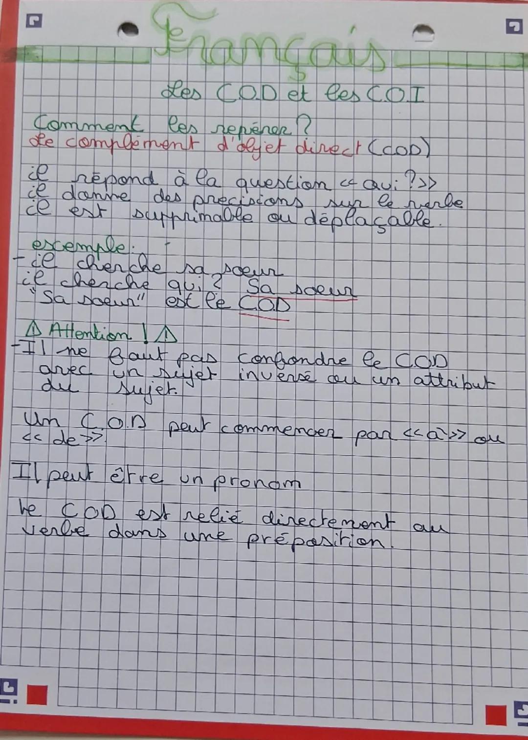 Les COD et les COI