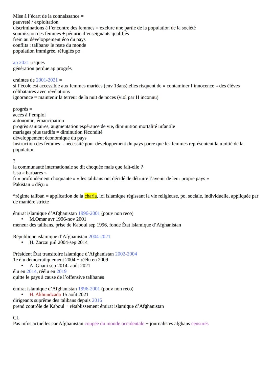 Comment la scolarisation des femmes en Afghanistan a-t-elle évolué depuis l'arrivée des
talibans au pouvoir en 1996?
I- Le refus de la scola