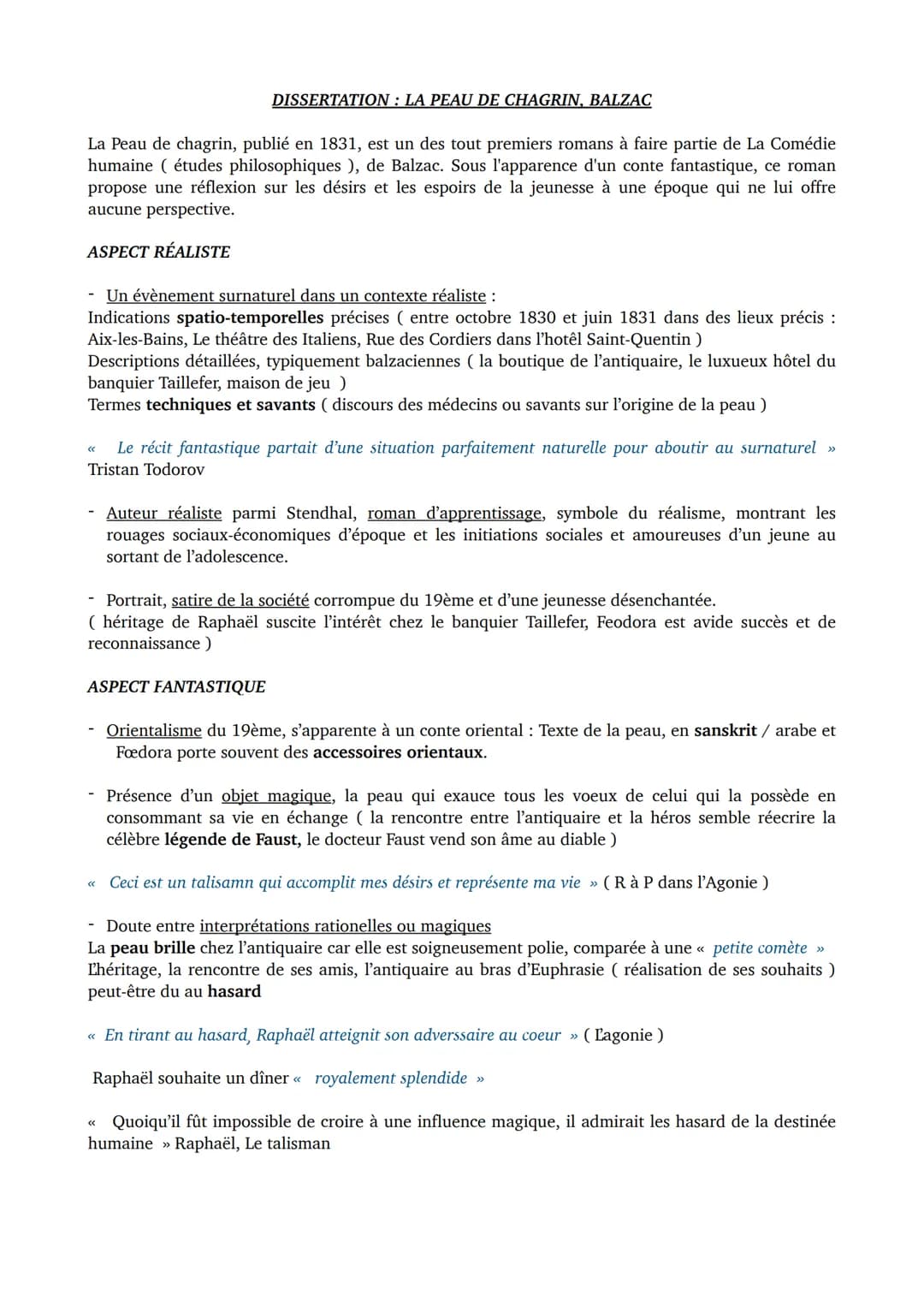 DISSERTATION : LA PEAU DE CHAGRIN, BALZAC
La Peau de chagrin, publié en 1831, est un des tout premiers romans à faire partie de La Comédie
h