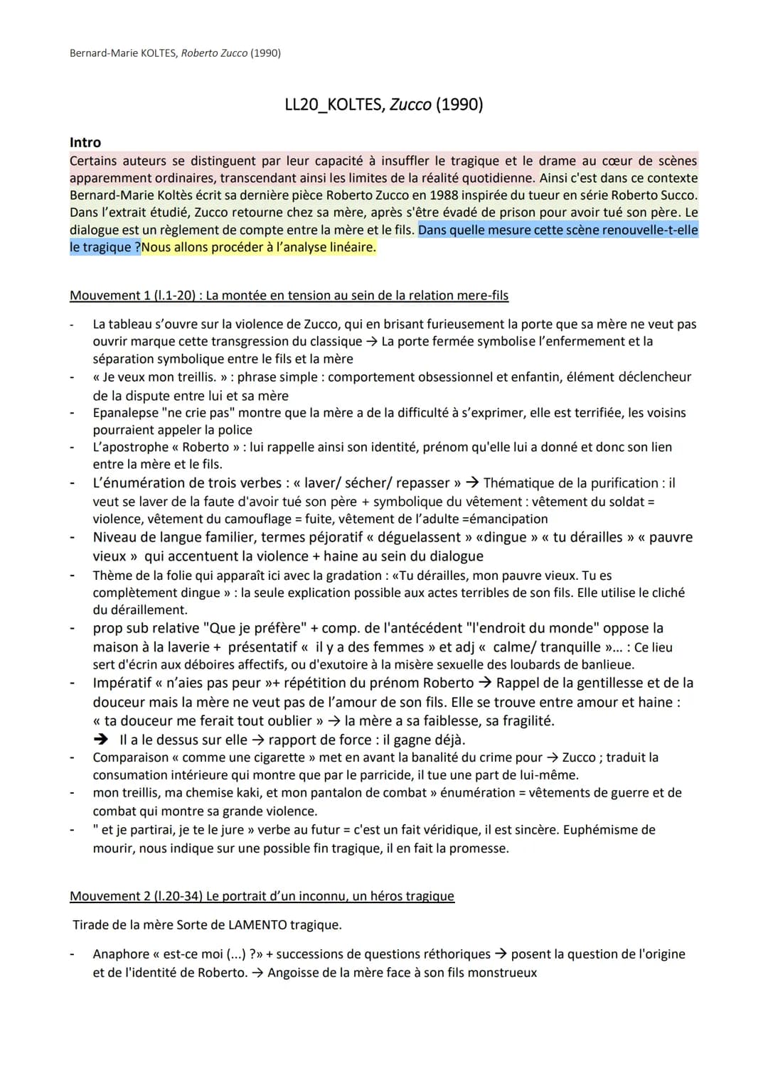Bernard-Marie KOLTES, Roberto Zucco (1990)
LL20_KOLTES, Zucco (1990)
Intro
Certains auteurs se distinguent par leur capacité à insuffler le 