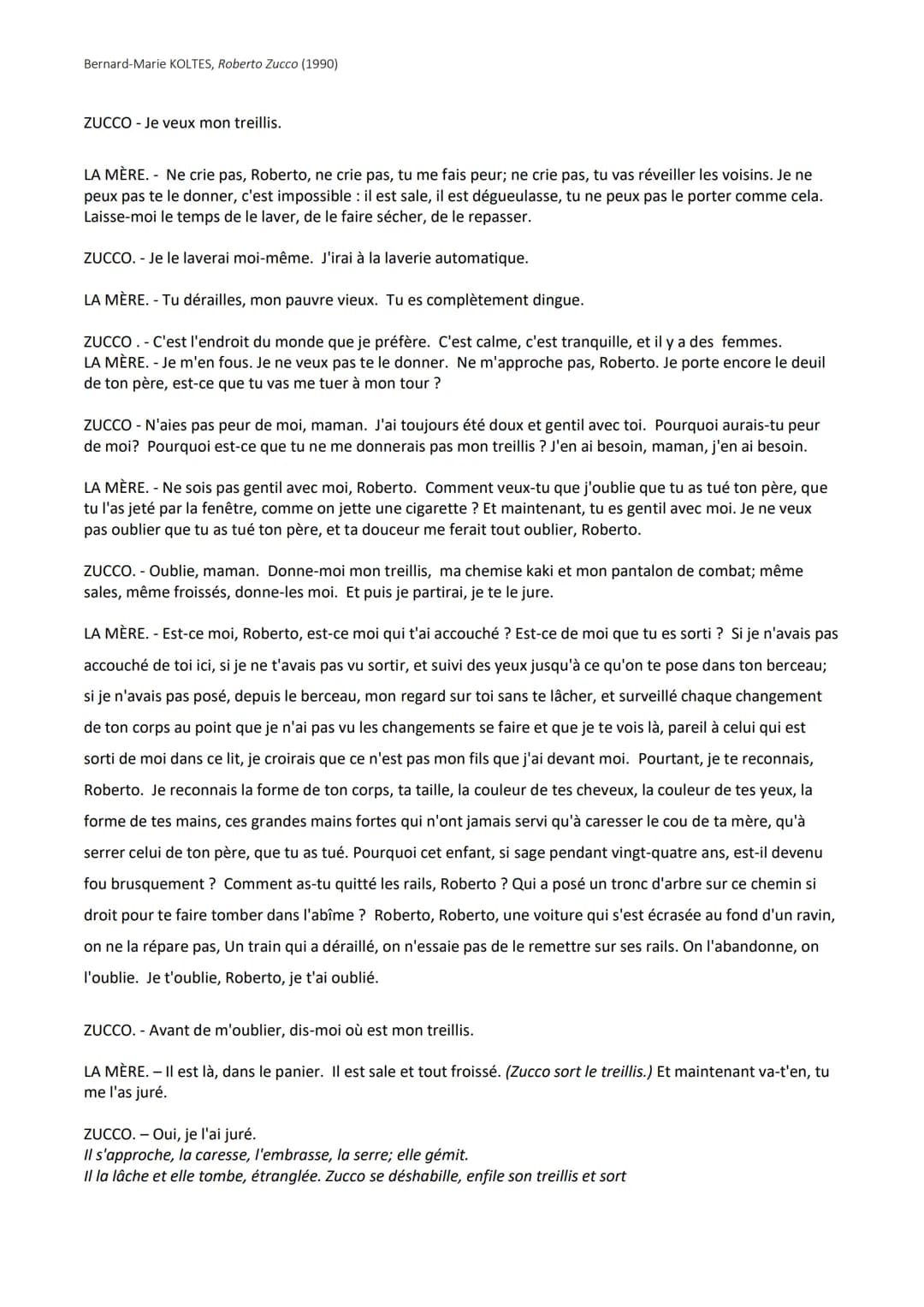 Bernard-Marie KOLTES, Roberto Zucco (1990)
LL20_KOLTES, Zucco (1990)
Intro
Certains auteurs se distinguent par leur capacité à insuffler le 
