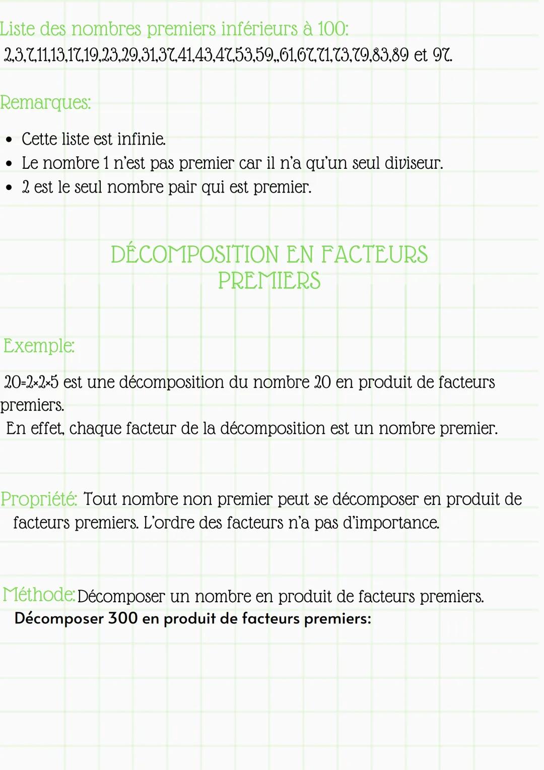# Maths
Divisibilité et nombres premiers

DIVISIBILITÉ

Propriétés: Un nombre entier est divisible:

*   par 2, si son chiffre des unités es