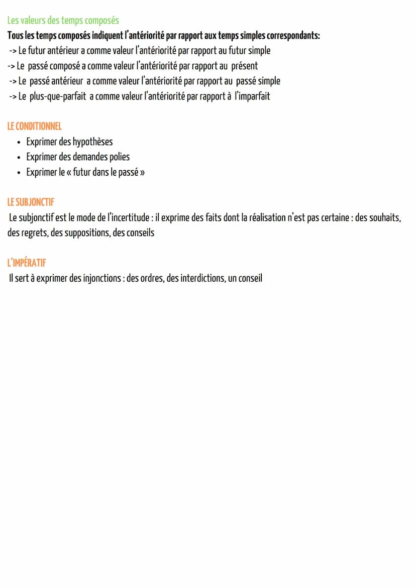 
<h2 id="lindicatif">L'INDICATIF</h2>
<p>L'indicatif est le mode de la certitude: il exprime des faits dont la réalisation est certaine et l