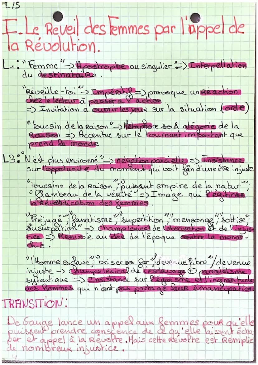 4/5
ANALYSE
LINEAIRE (olympe de Gouse - Dé-
claration des droits de la femme et de la
Citoyenne. "Postambule ? ?).
INTRO:
Marie Gauze, de so