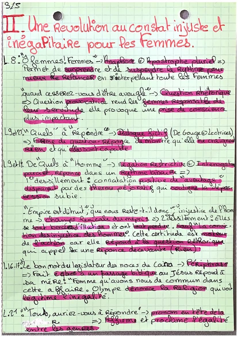 4/5
ANALYSE
LINEAIRE (olympe de Gouse - Dé-
claration des droits de la femme et de la
Citoyenne. "Postambule ? ?).
INTRO:
Marie Gauze, de so