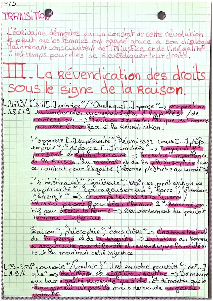 4/5
ANALYSE
LINEAIRE (olympe de Gouse - Dé-
claration des droits de la femme et de la
Citoyenne. "Postambule ? ?).
INTRO:
Marie Gauze, de so