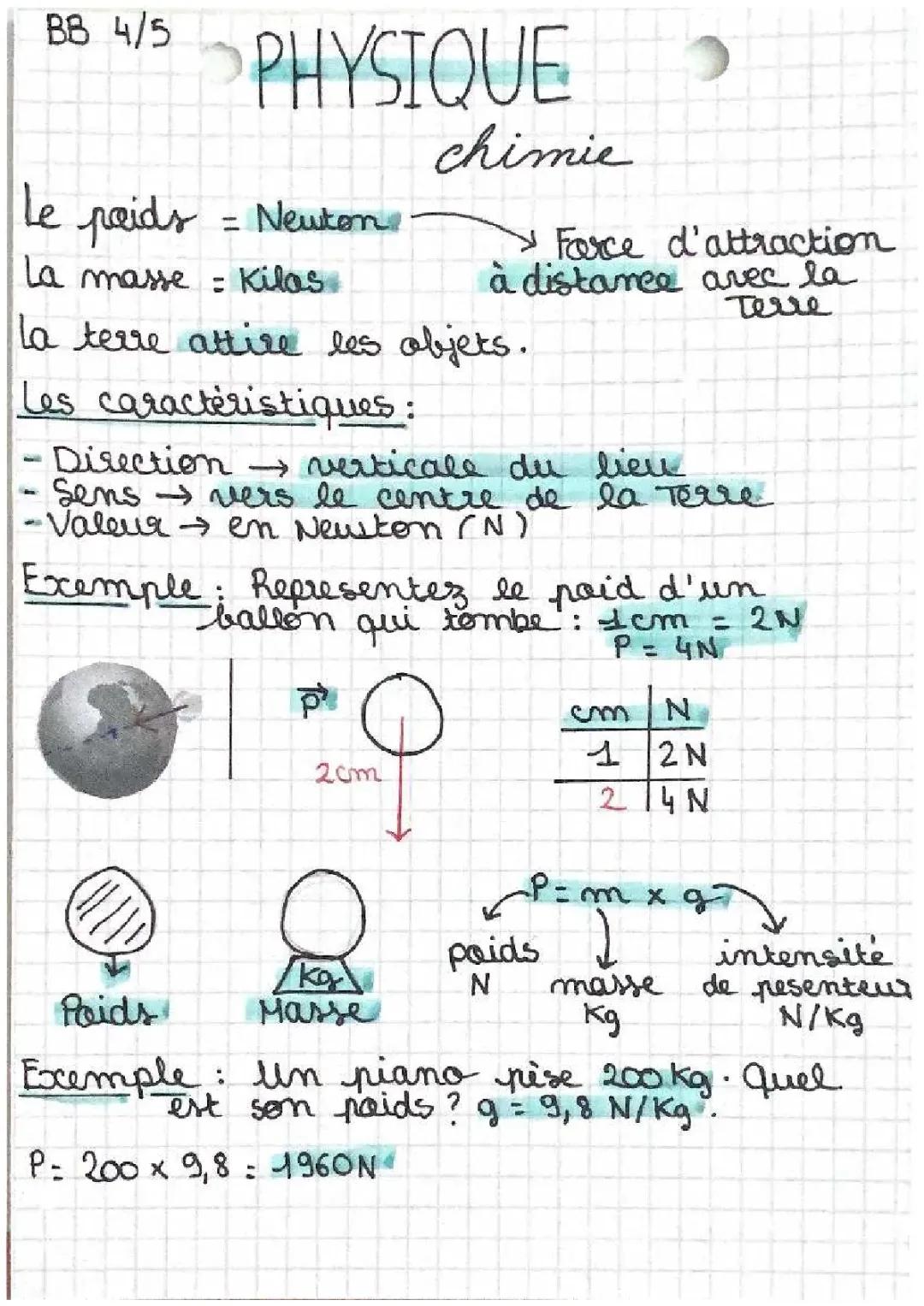 le poids et la masse 