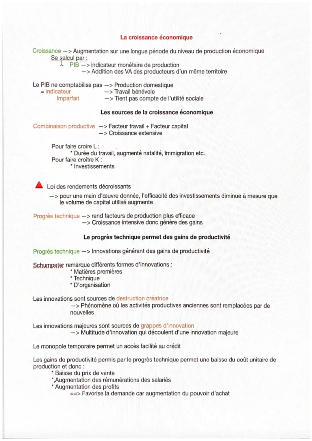 La croissance économique
Croissance -> Augmentation sur une longue période du niveau de production économique
Se alcul par:
PIB -> indicateu