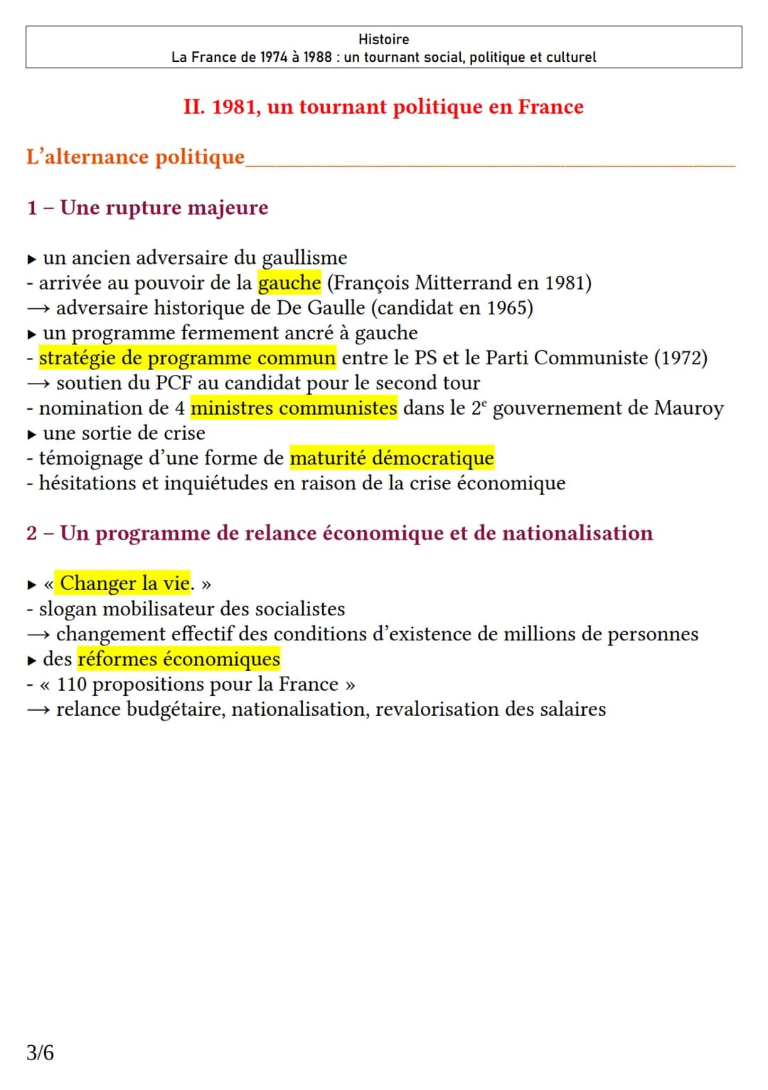 Histoire
La France de 1974 à 1988 : un tournant social, politique et culturel
I. Une société française en mutation
Les lois majeures pour l'