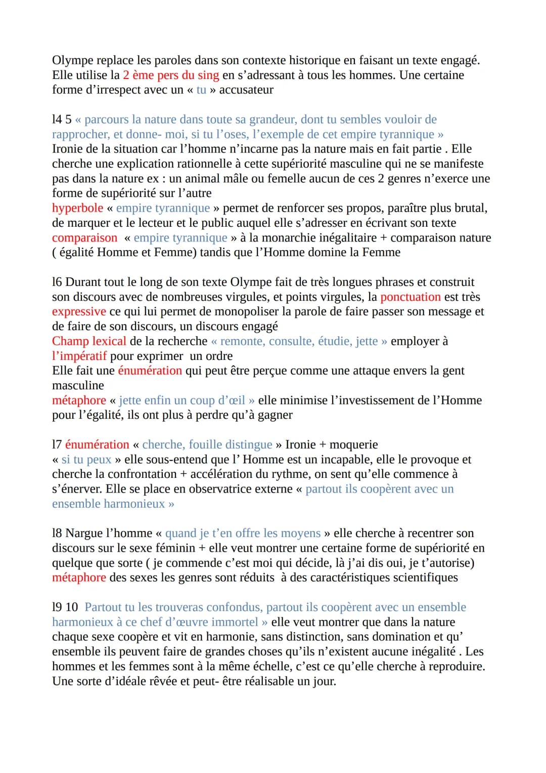 Fiche de synthèse n°8
Introduction: En 1791, Olympe de Gouge, femme de lettres, romancière et
dramaturge à l'époque des lumières publie la D