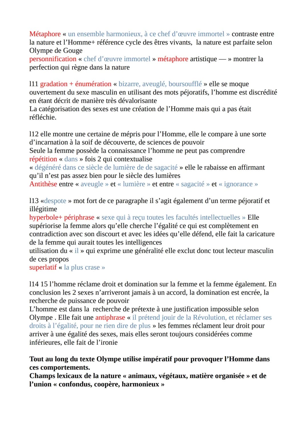 Fiche de synthèse n°8
Introduction: En 1791, Olympe de Gouge, femme de lettres, romancière et
dramaturge à l'époque des lumières publie la D