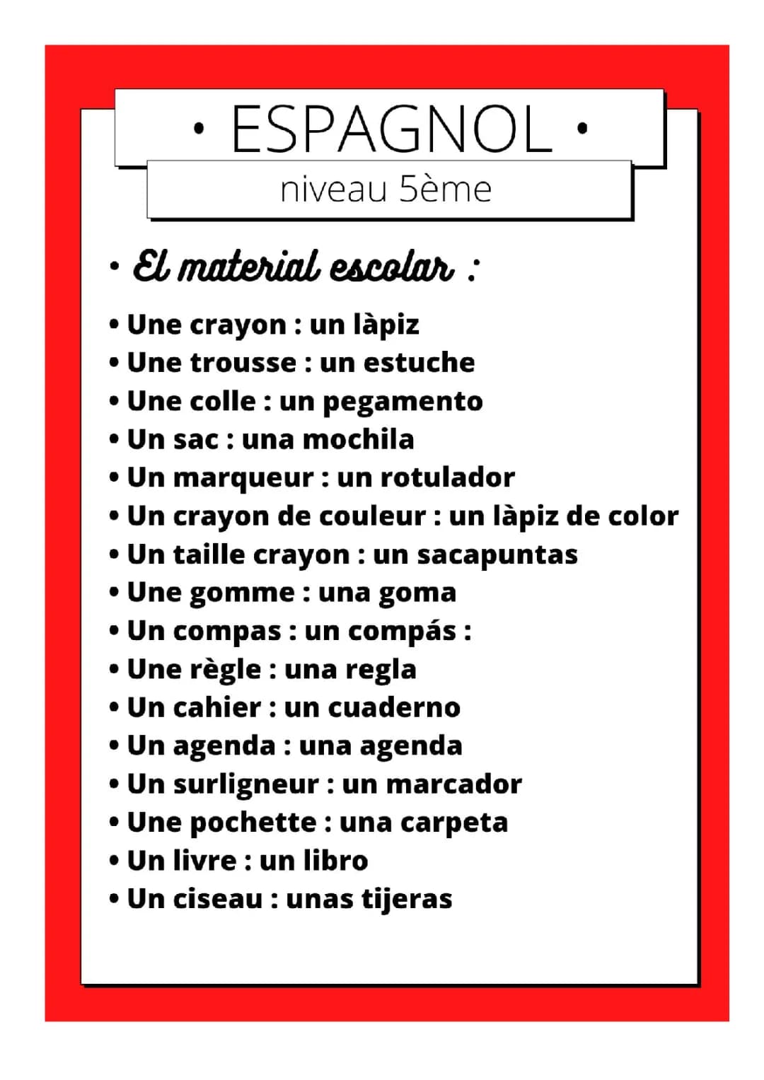 Découvre le Matériel Scolaire et les Objets de Classe en Espagnol et Anglais