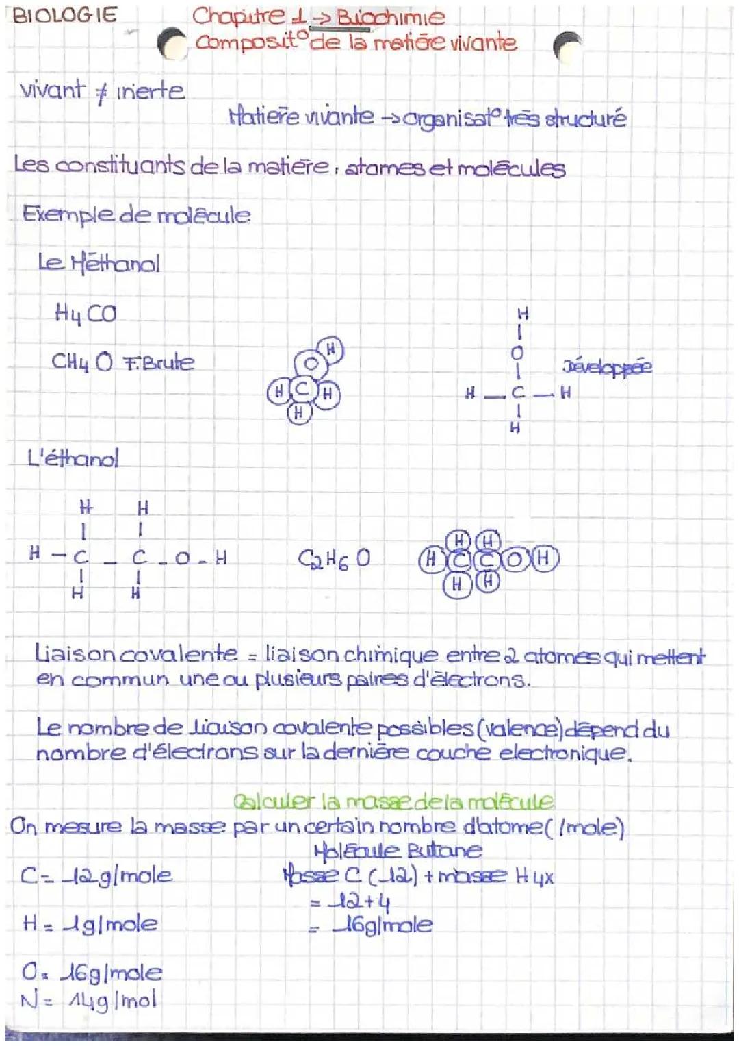 Composition de la matière vivante 