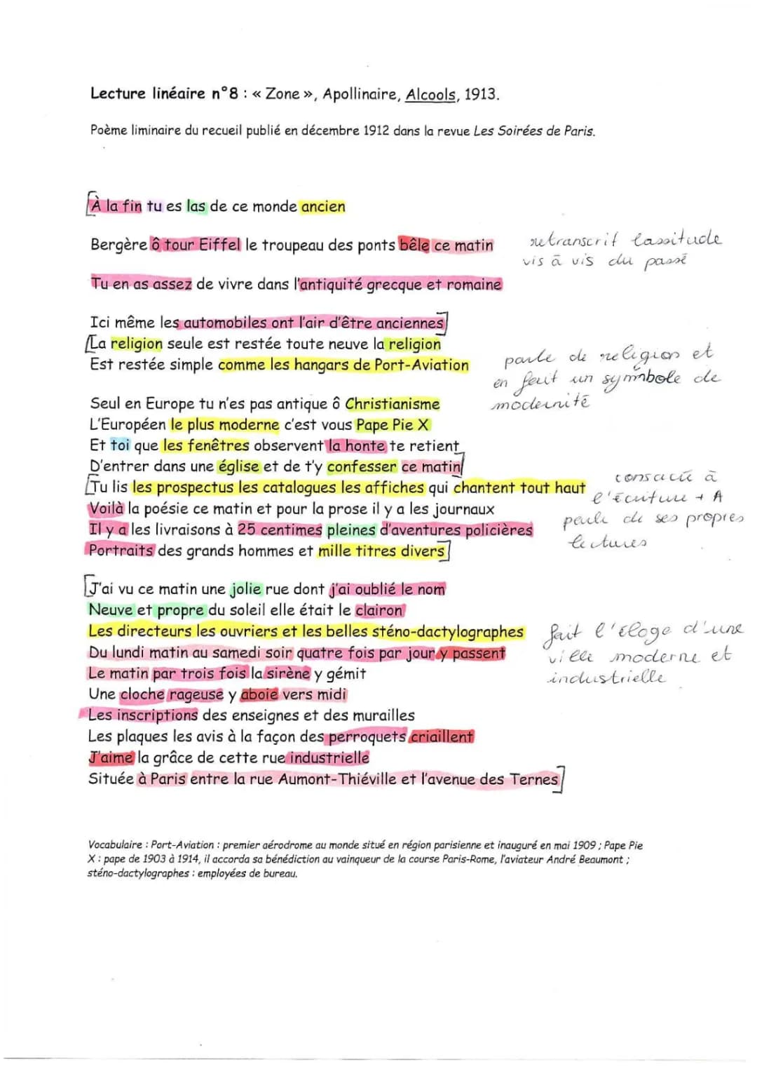 Zone Apollinaire : Analyse, Commentaire et Résumé en PDF