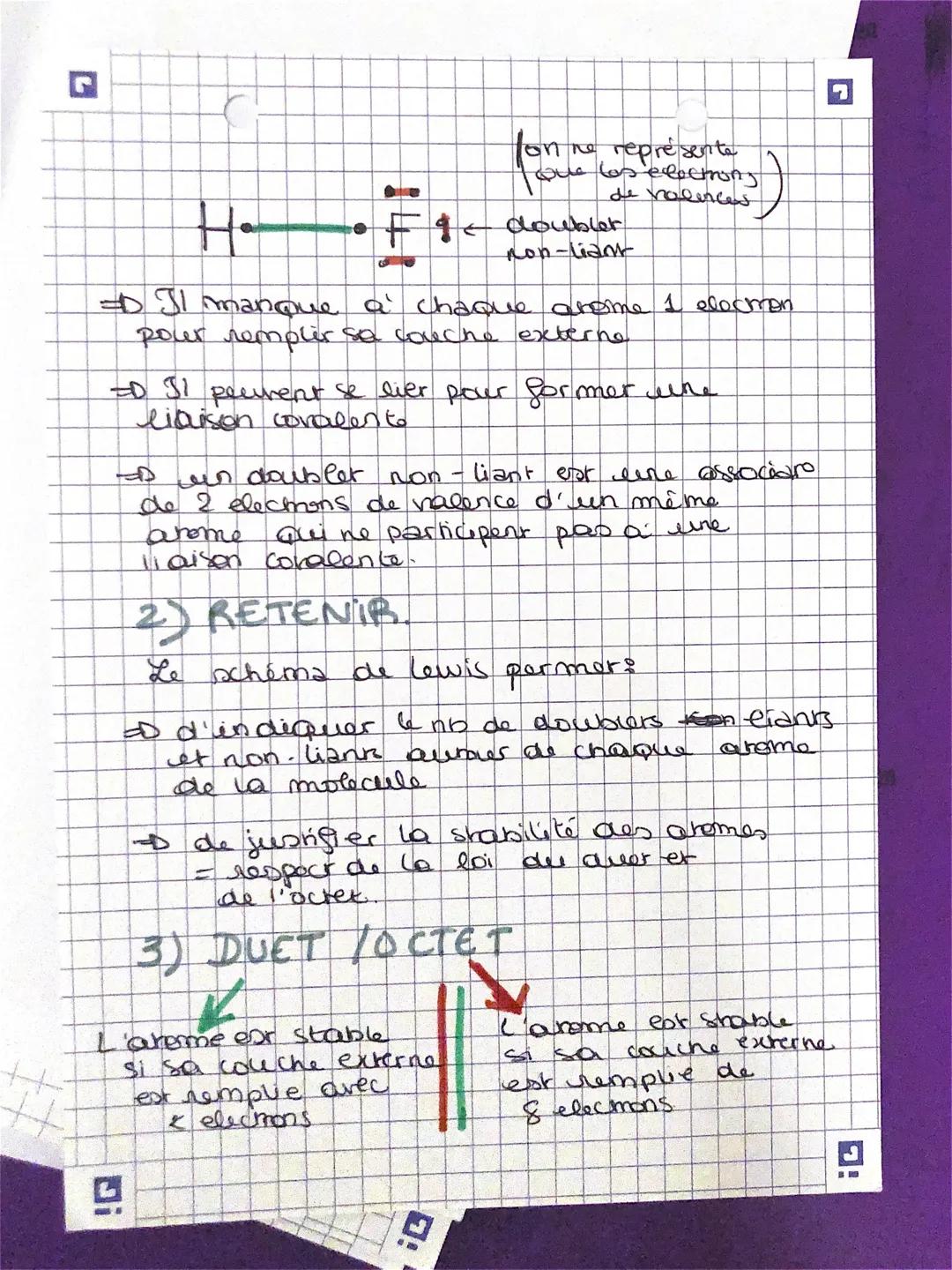 r
# MODÈLE LEwis

1) MODÈLE L.

Pour gagner en stabilité, les atomes cherchent
a acquérir la configuranon electronique
du gas noble le pleis