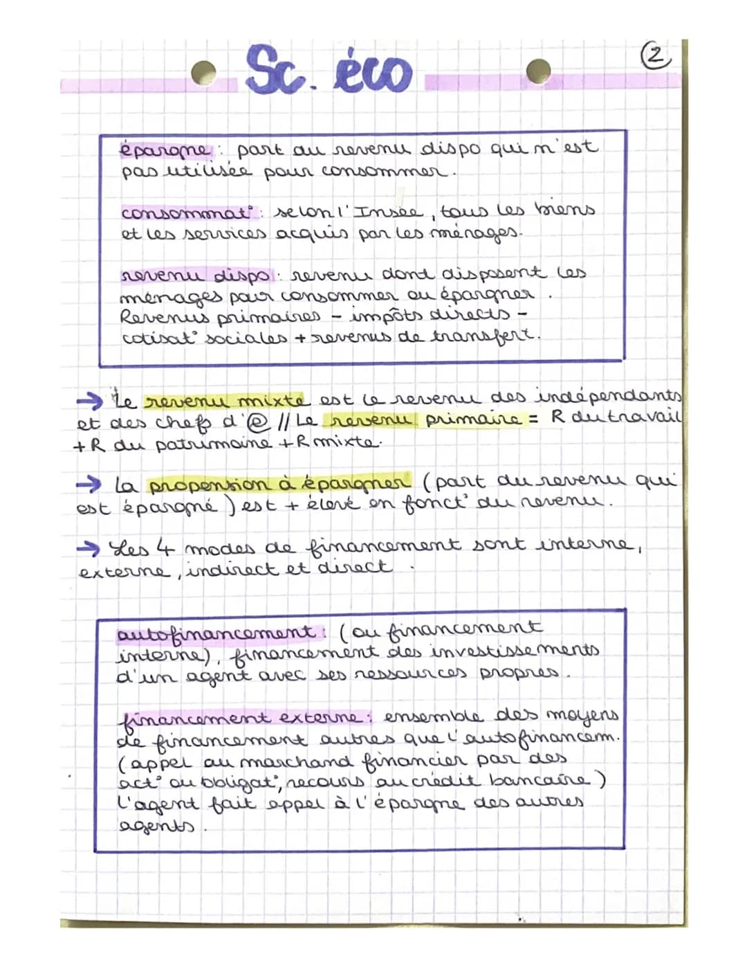 Sc. éco
CH.9: COMMENT LES AGENTS ÉCO SE FINANCENT-ILS?
I/QUELS SONT LES PRINCIPES DE FINANCEMENT
DE L'ECO?
Financement de l'éco: désigne I' 