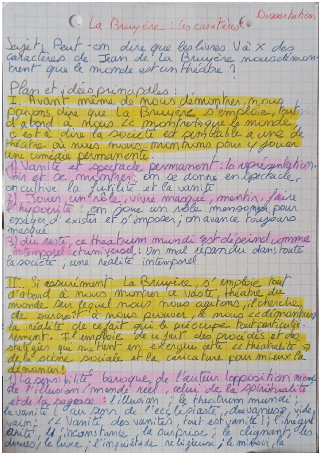 Exemple de plan de dissertation sur la Bruyère 