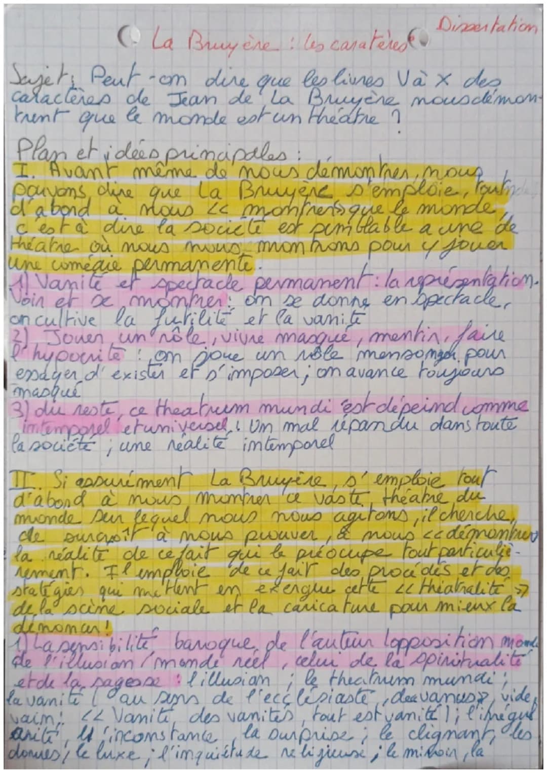 Disertation
(La Bruyère : les carateres
Sajets Peut-on dire que les livres Vax des
caractères de Jean de La Bruyère nousdémon-
le monde est 