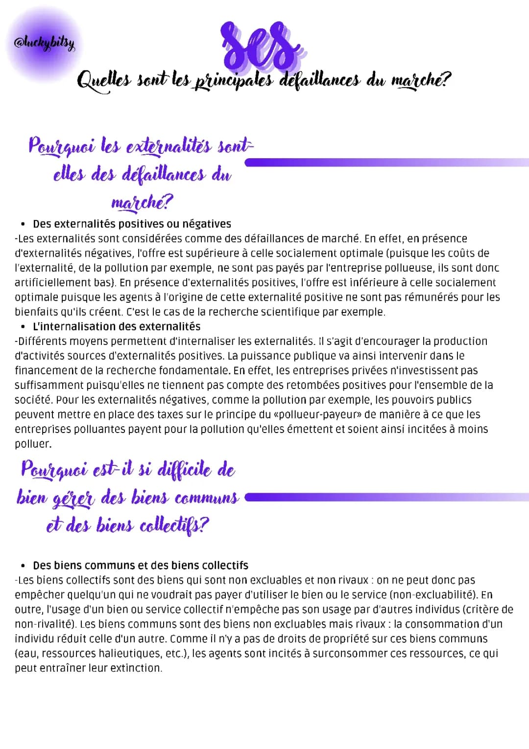 Les Défaillances du Marché et Externalités: Exemples et Définitions pour SES 1ère