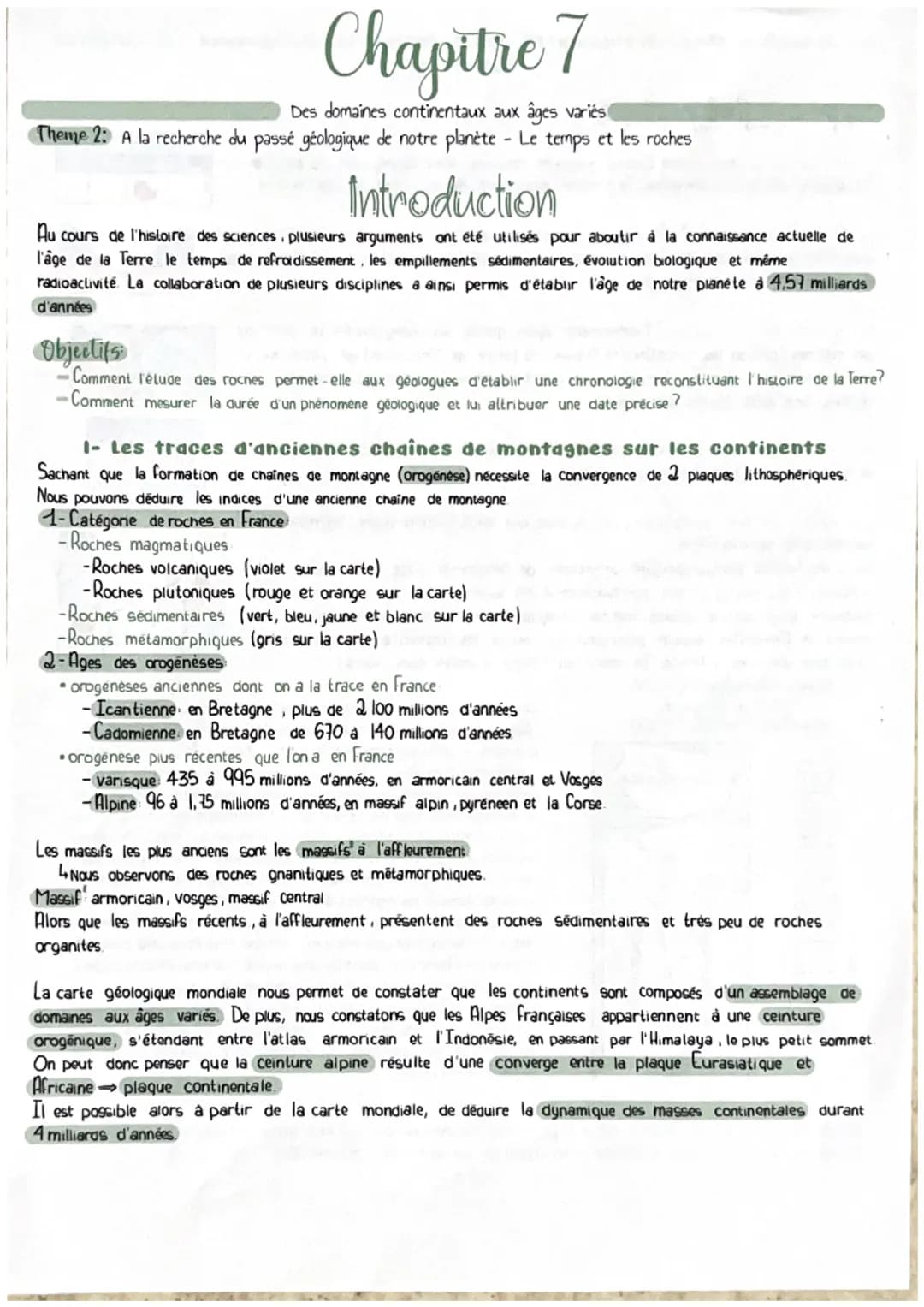 Chapitre 7
Des domaines continentaux aux âges variés
Theme 2: A la recherche du passé géologique de notre planète - Le temps et les roches
I