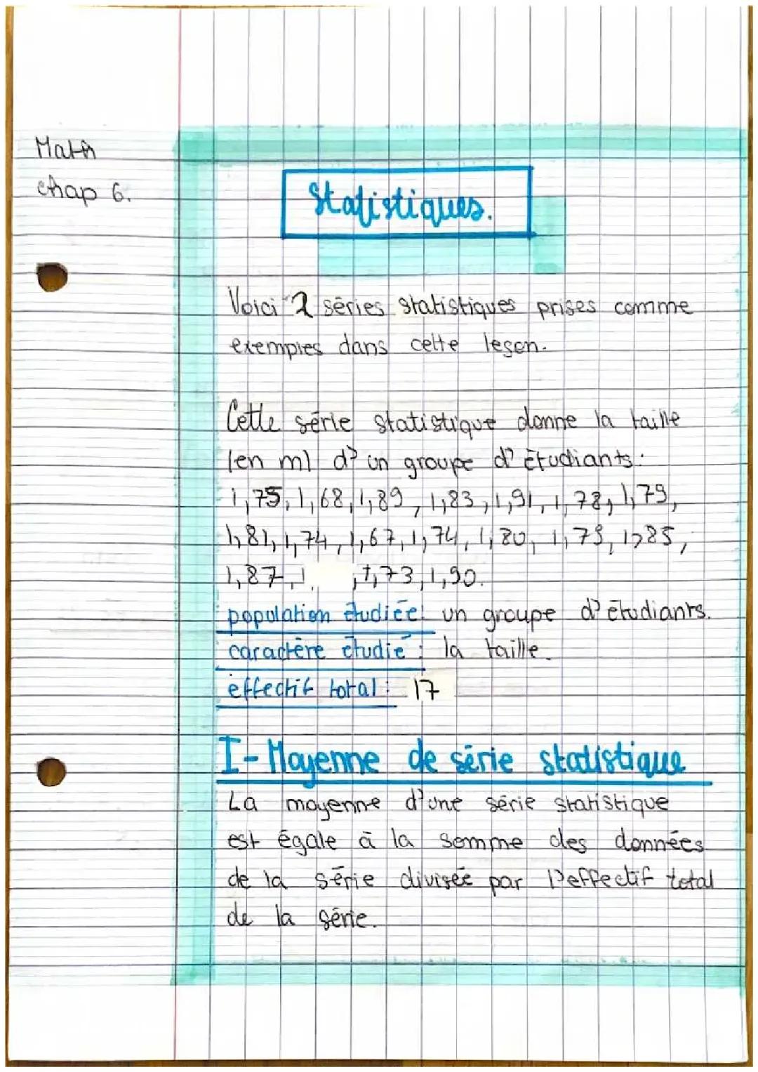 Comment Calculer Moyenne, Médiane et Étendue d'une Série Statistique Facilement