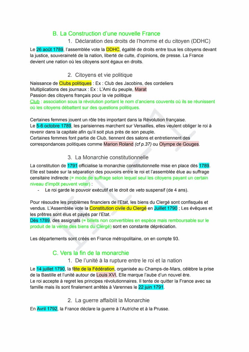 Thème 1: L'Europe face aux révolutions
H1-1: La Révolution française et l'Empire:
Une nouvelle conception de la nation
Introduction.........