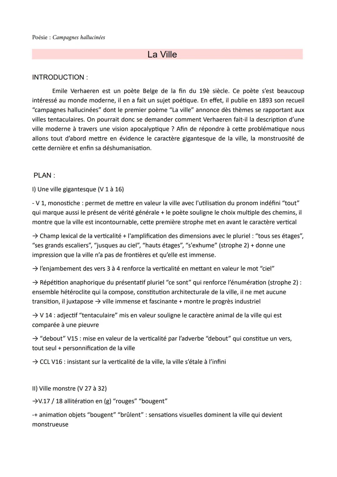 Poésie : Campagnes hallucinées
La Ville
INTRODUCTION :
Emile Verhaeren est un poète Belge de la fin du 19è siècle. Ce poète s'est beaucoup
i
