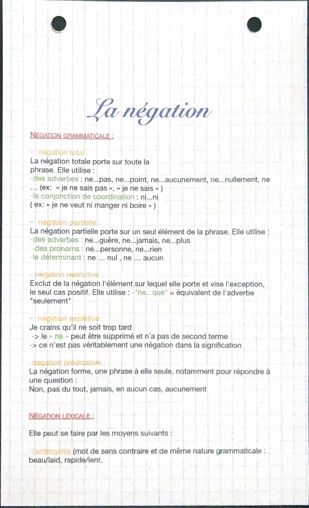 Comprendre et utiliser la négation en français - Guide complet pour le bac