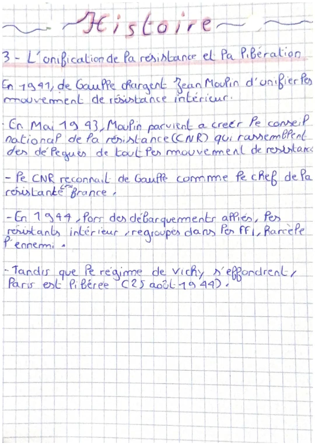 Histoire
Fiprex la france de faite et occupée (1990-49
refonder la République (1994-99)
Définition:
france libre : mouvement de résistance e